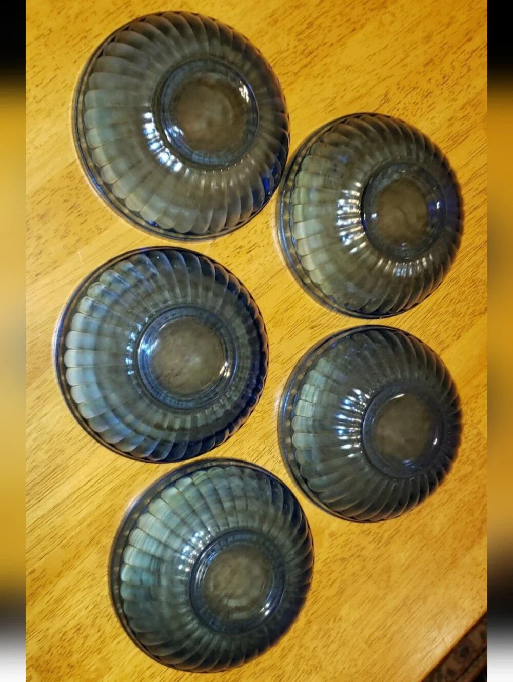 Set Of Five (5) Vintage Hazel Atlas Cobalt Blue Cereal Bowls